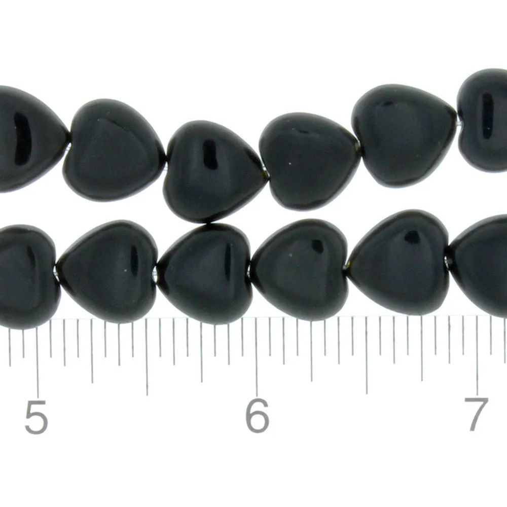 BLACK STONE HEART 12 MM STRAND