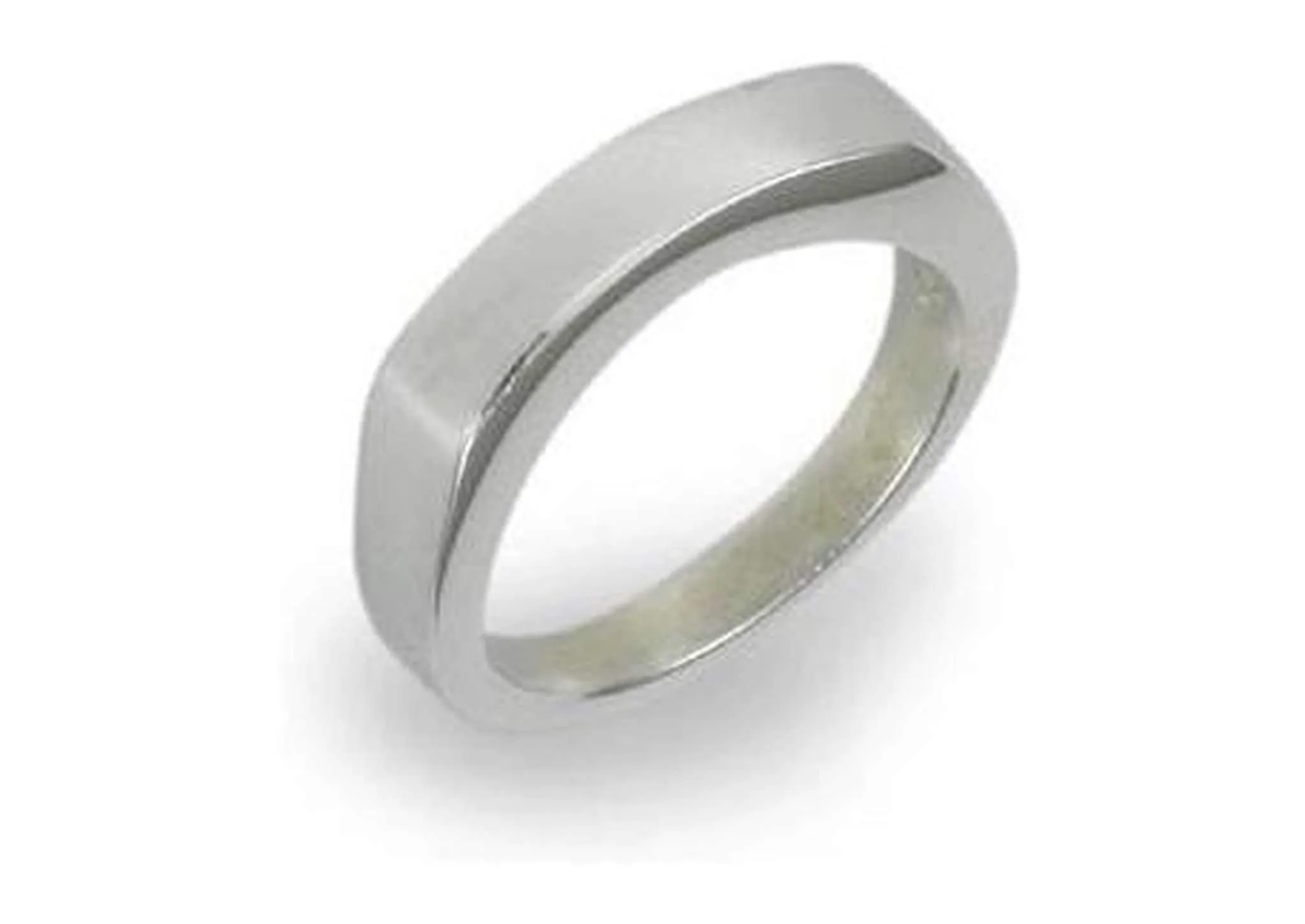 Block Ring with Curve, Sterling Silver