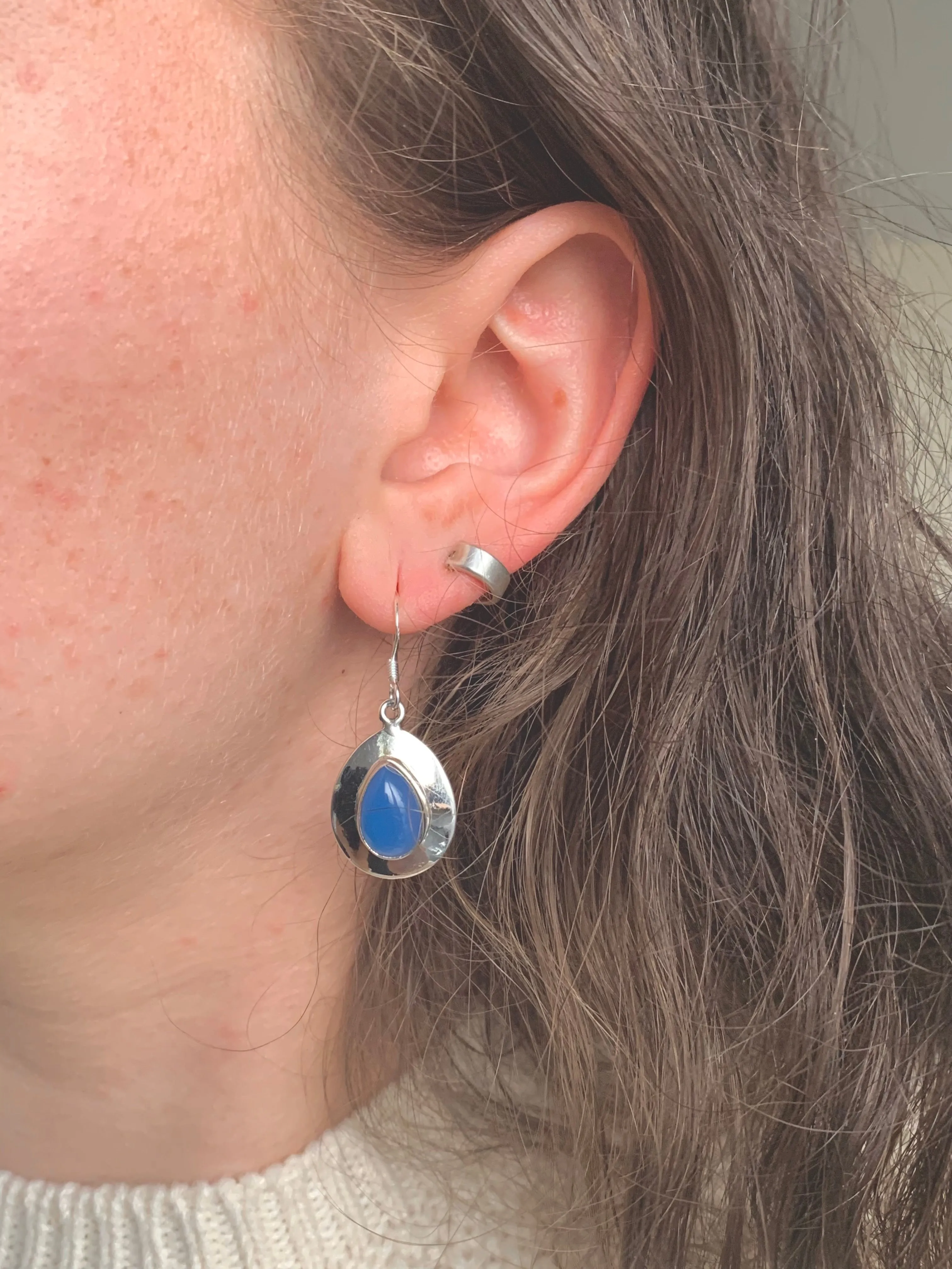 Blue Chalcedony Medea Earrings - Teardrop