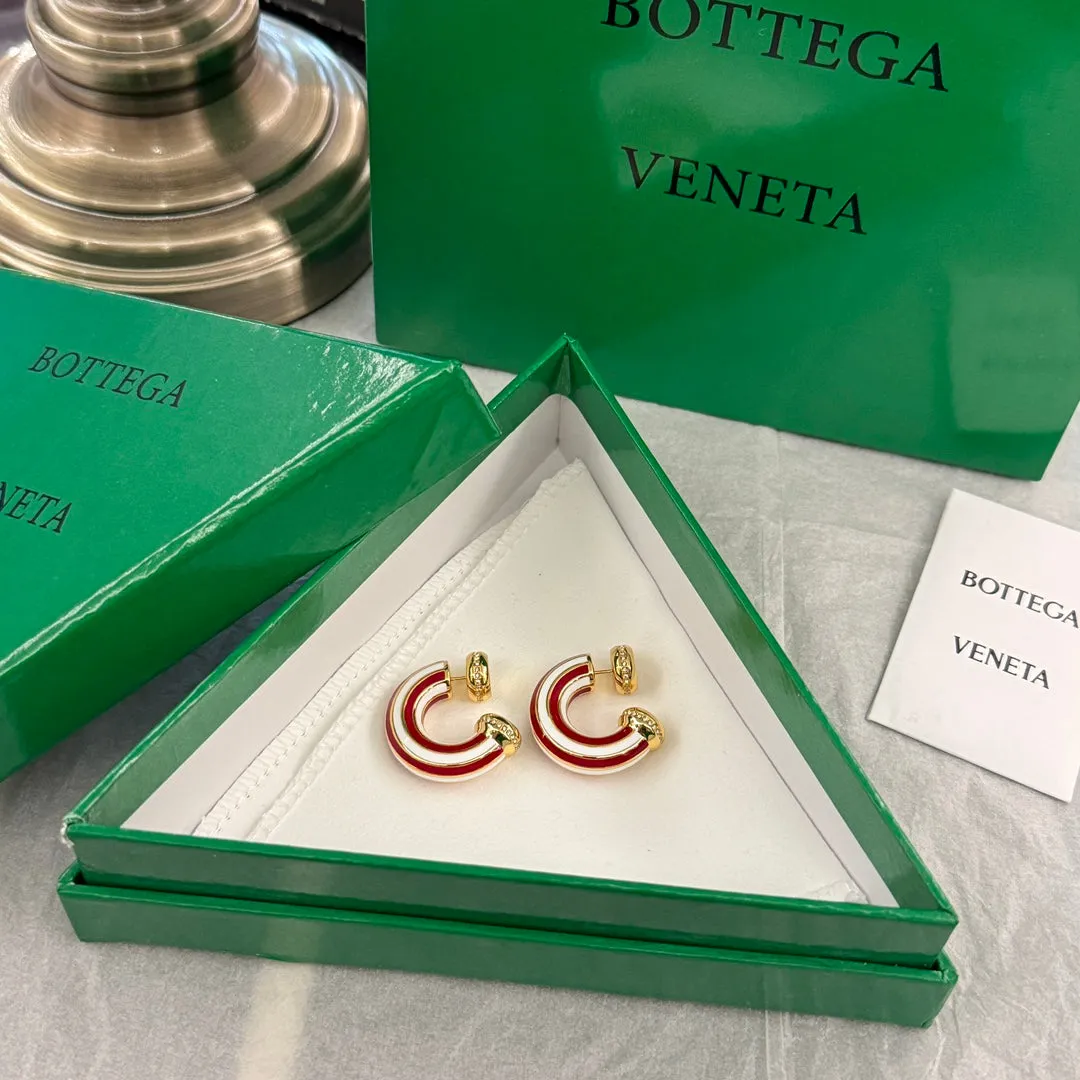 Bottega Veneta Red and White Striped Enamel Earrings EHC124