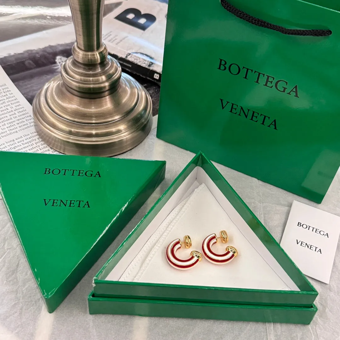 Bottega Veneta Red and White Striped Enamel Earrings EHC124