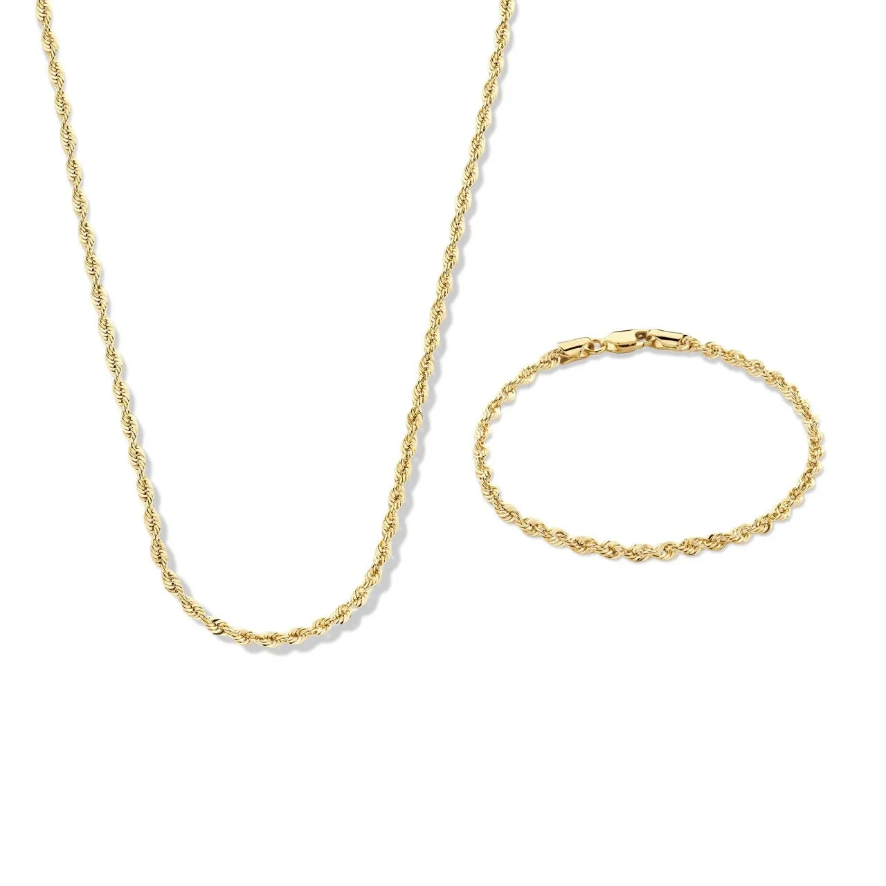 Cadeau d'Isabel 14 karat gold necklace and bracelet gift set