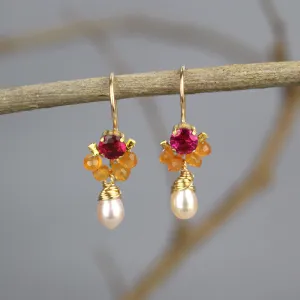 Carnelian Pearl Petite Dancer Earrings