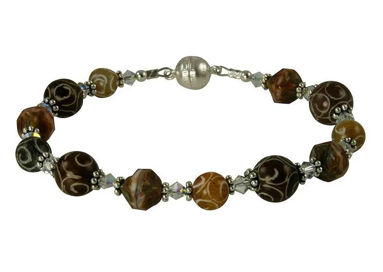 Carved Jade Gemstone Crystal Bead Bracelet