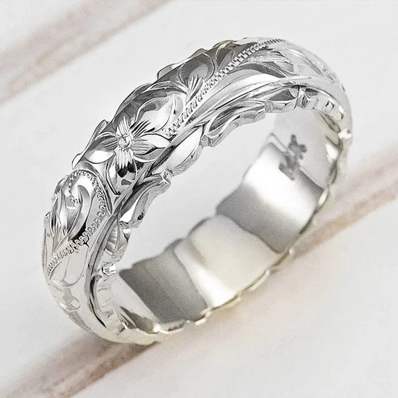 Carved Rose Flower Ring