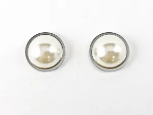 Casual Elegant Half Pearl Steel Earrings