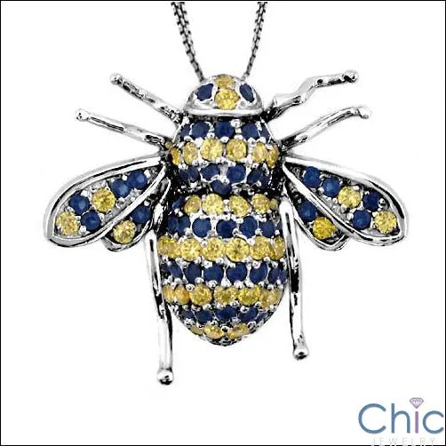 Cubic Zirconia CZ BandEE Charm Canary Ct Sapphire Pave Pendant