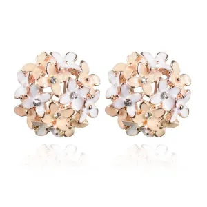 Elegant Flower Crystal Stainless Steel Rhinestone Stud Earrings