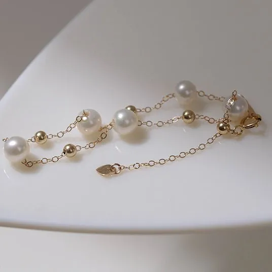 Elegant Stardust Pearl Chain Bracelet