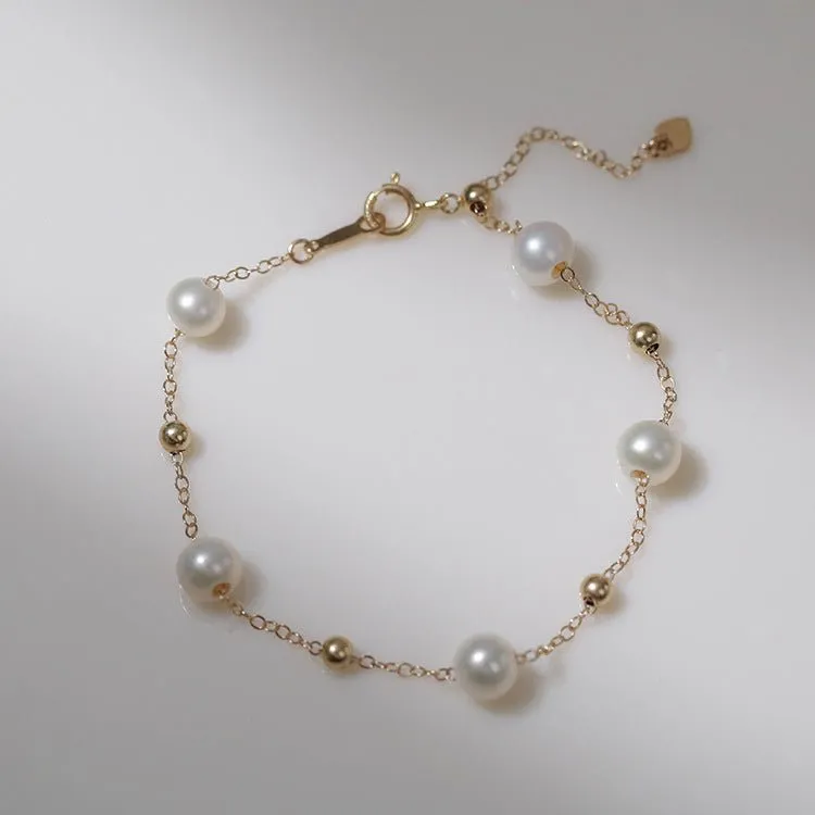 Elegant Stardust Pearl Chain Bracelet