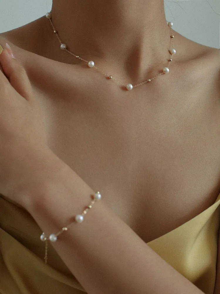 Elegant Stardust Pearl Chain Bracelet