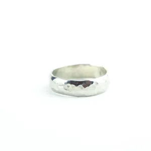 Engravable Simple Hammered Sterling Silver Band