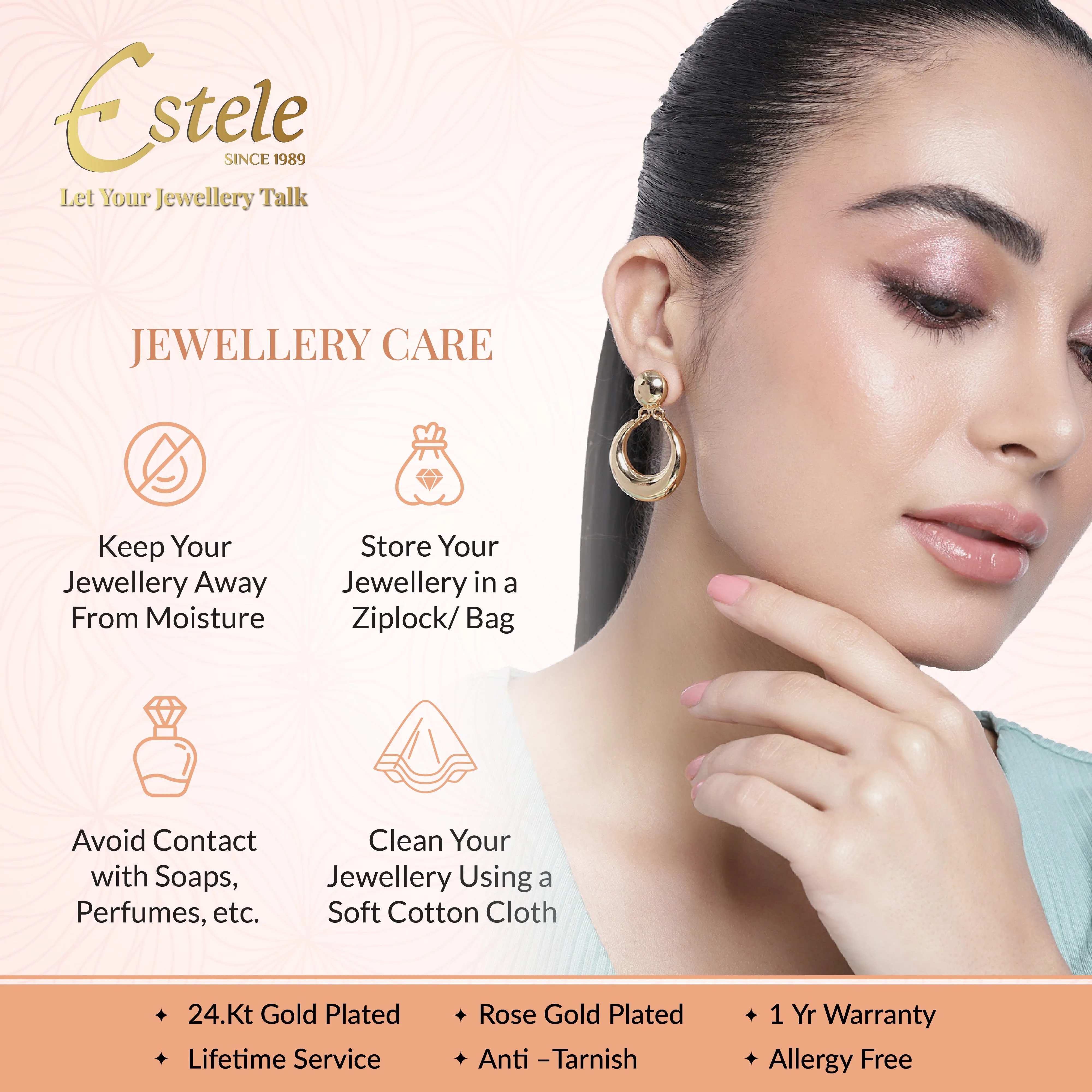 Estele Gold Plated Stylish Demifine Stud Earrings for Girls and Women