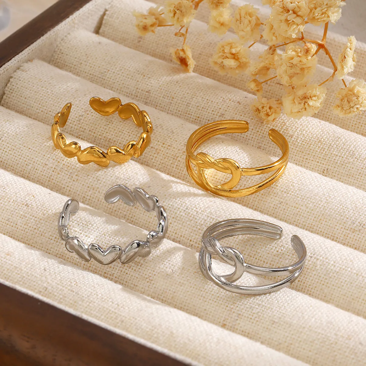 Fashion Stainless Steel Simple Heart-shaped Open Ring