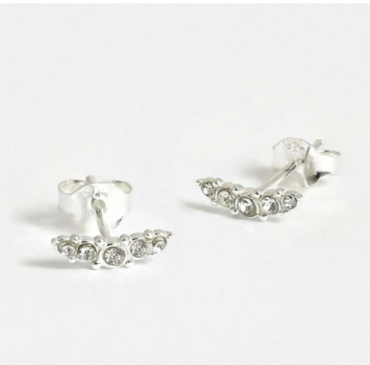 Five Gem CZ Silver Ear Stud - Elegant and Sparkling Jewelry for Any Occasion