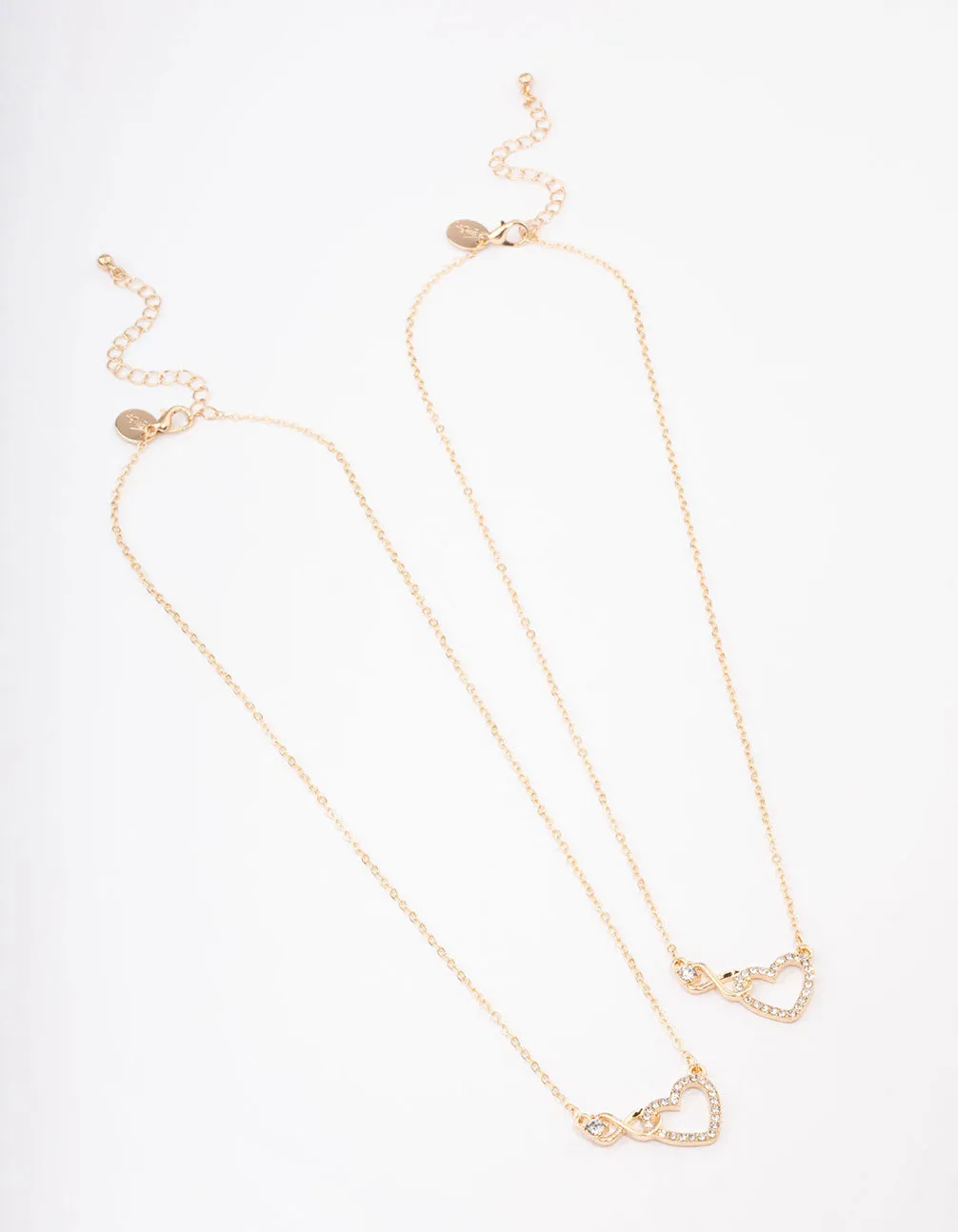 Gold Diamante Infinity & Heart Necklace Pack