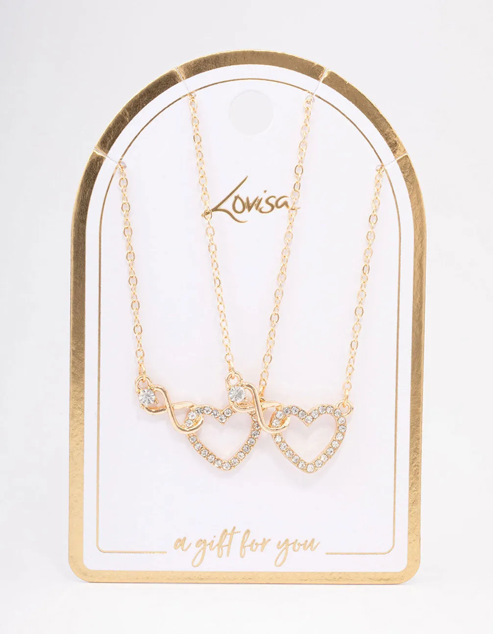 Gold Diamante Infinity & Heart Necklace Pack