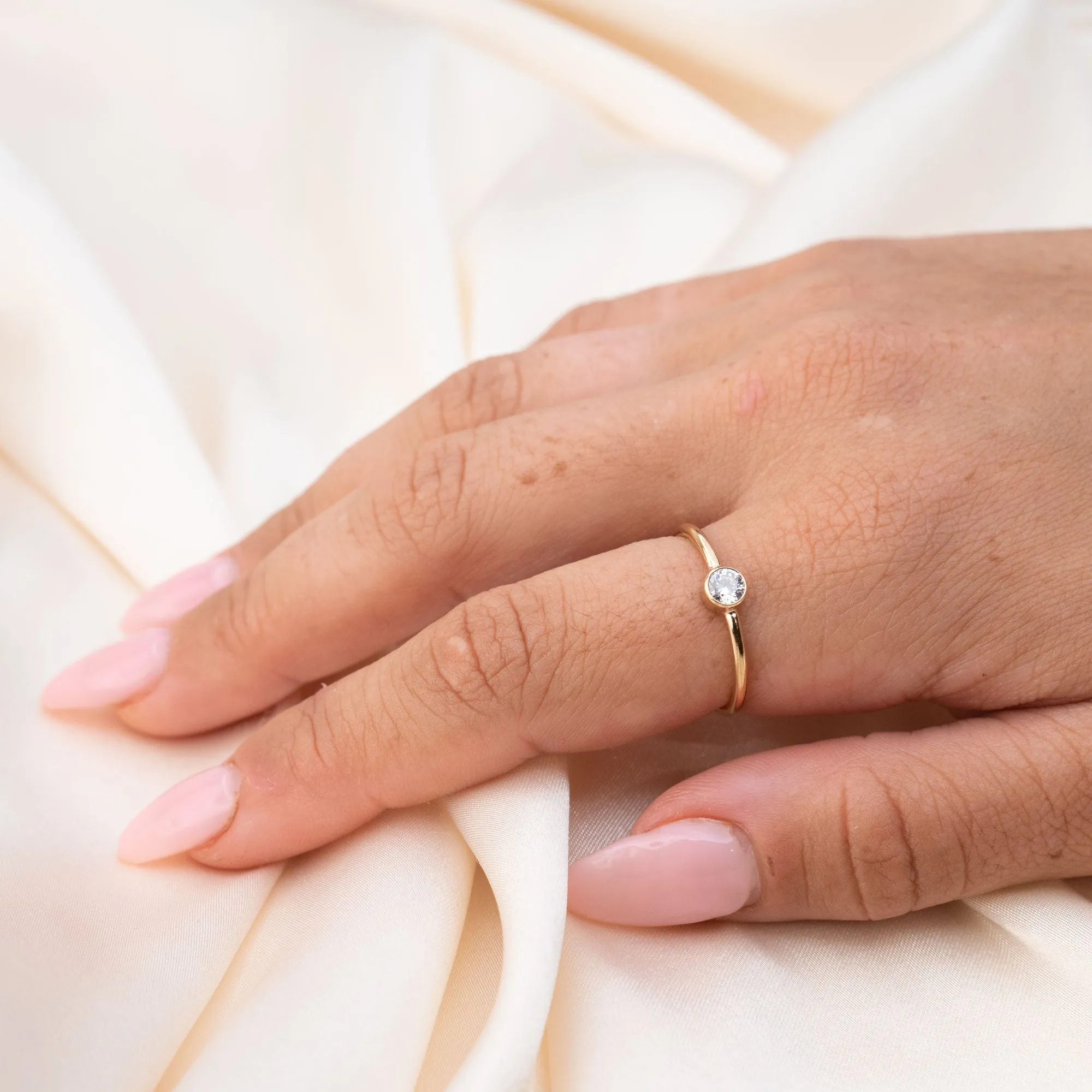 Gold Filled Large Crystal Ring