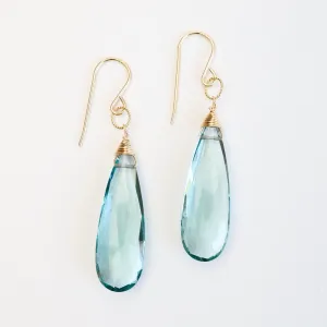 Gold Filled Long Blue Topaz Teardrop Earring