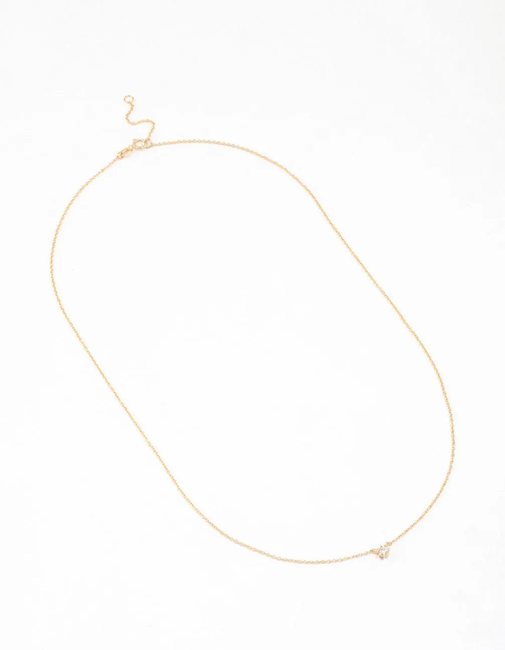 Gold Plated Sterling Silver Round Cubic Zirconia Dainty Necklace