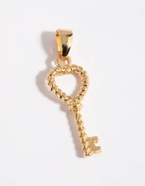 Gold Plated Twisted Key Charm