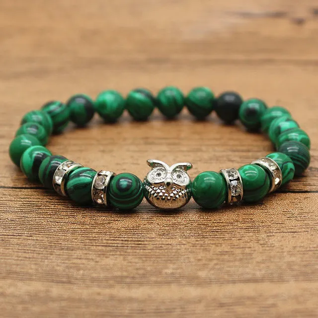 Hansion Hot Roman Knight Spartan Warrior Gladiator Helmet Rhinestone Bracelet Men Malachite Stone Bead Bracelets For Men Jewelry