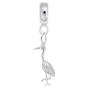 Heron Charm Dangle Bead In Sterling Silver