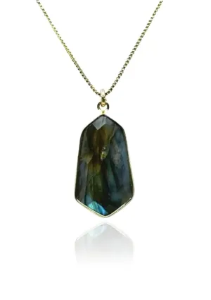 Hexagonal Labradorite Stone Chain Necklace