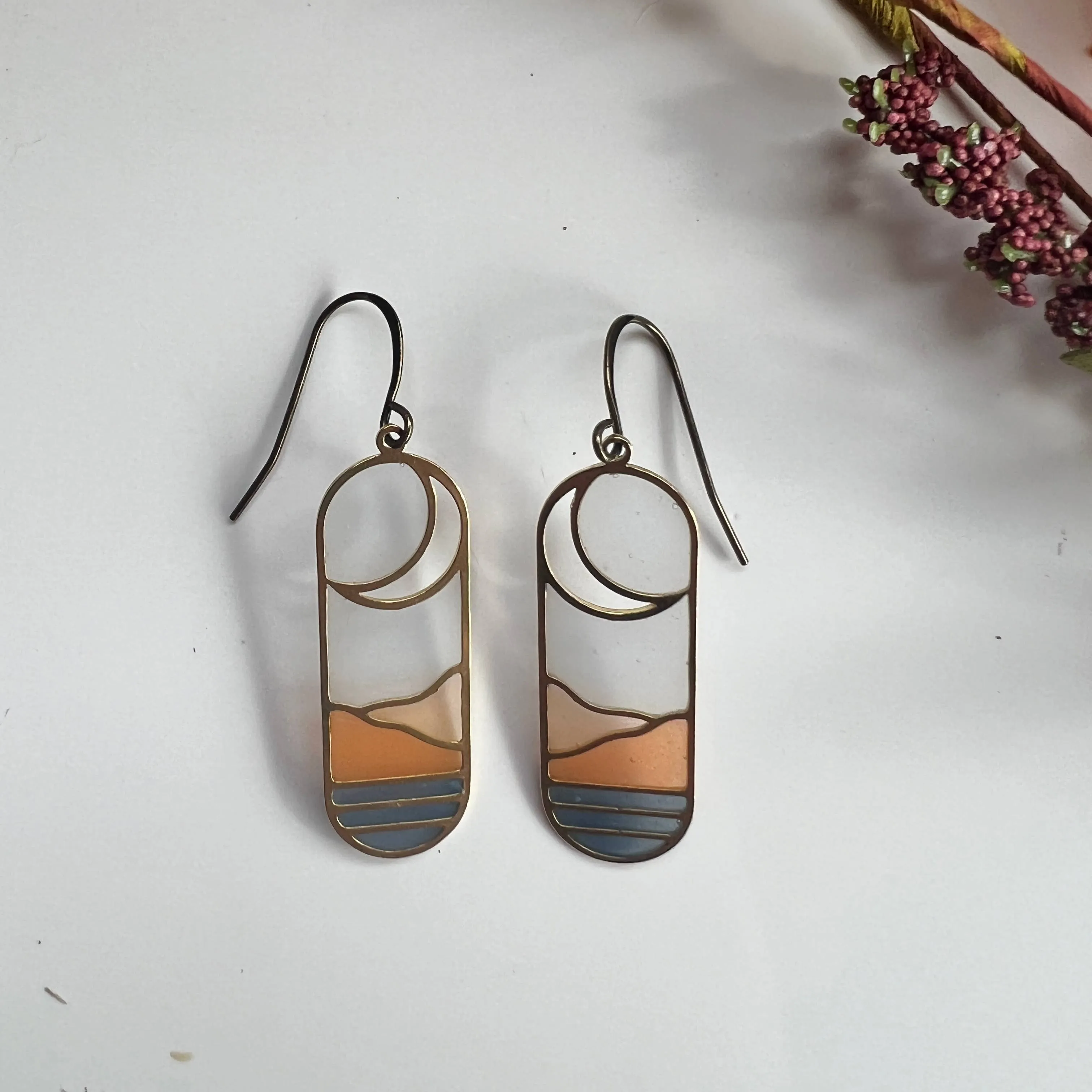 Horizon // stained glass resin earrings