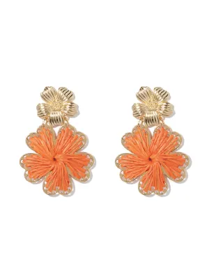 Ilsa Statement Metal & Raffia Flower Earrings