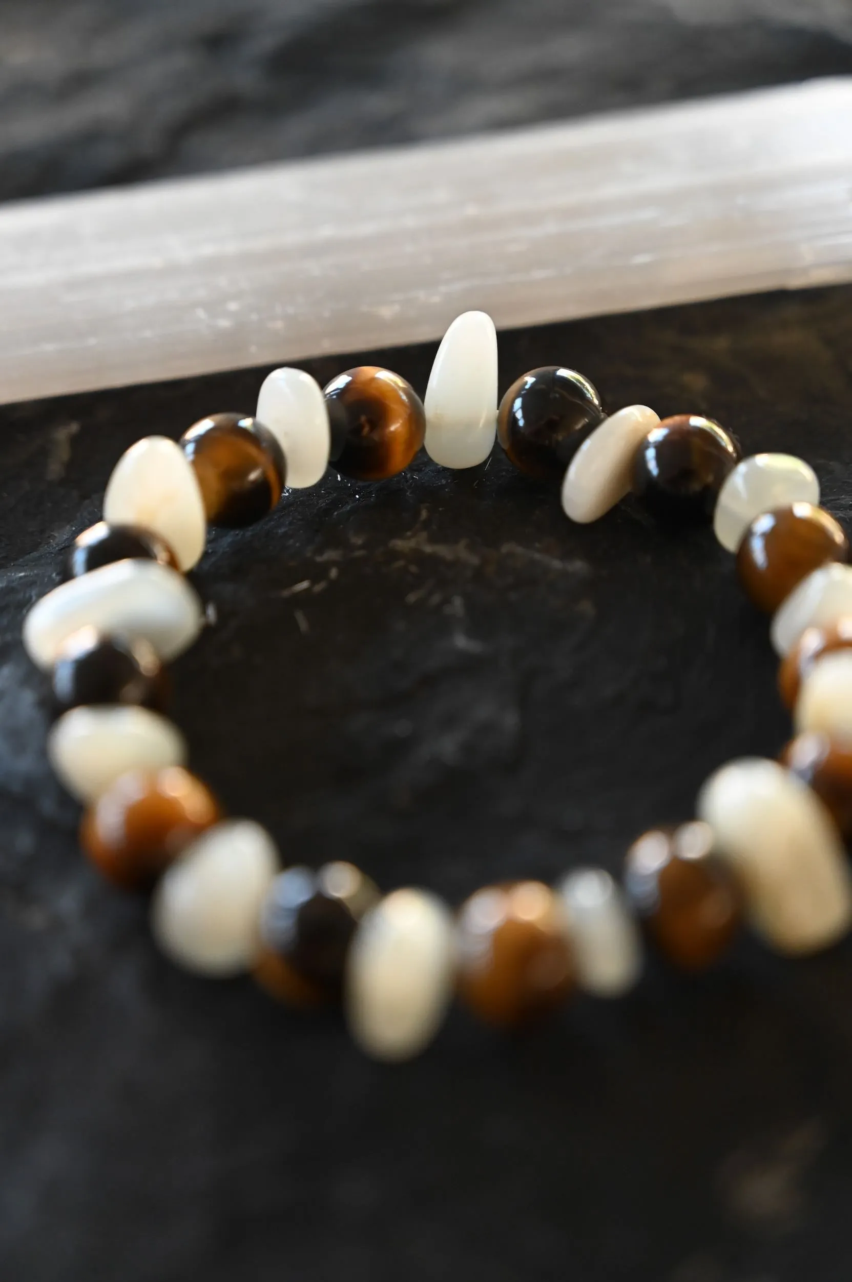 Inner Wisdom Moonstone & Tigers Eye Bracelet