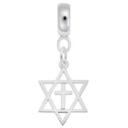 Interfaith Symbol Charm Dangle Bead In Sterling Silver