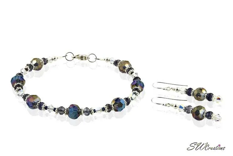 Iolite Gemstone Crystal Beaded Bracelets Sets