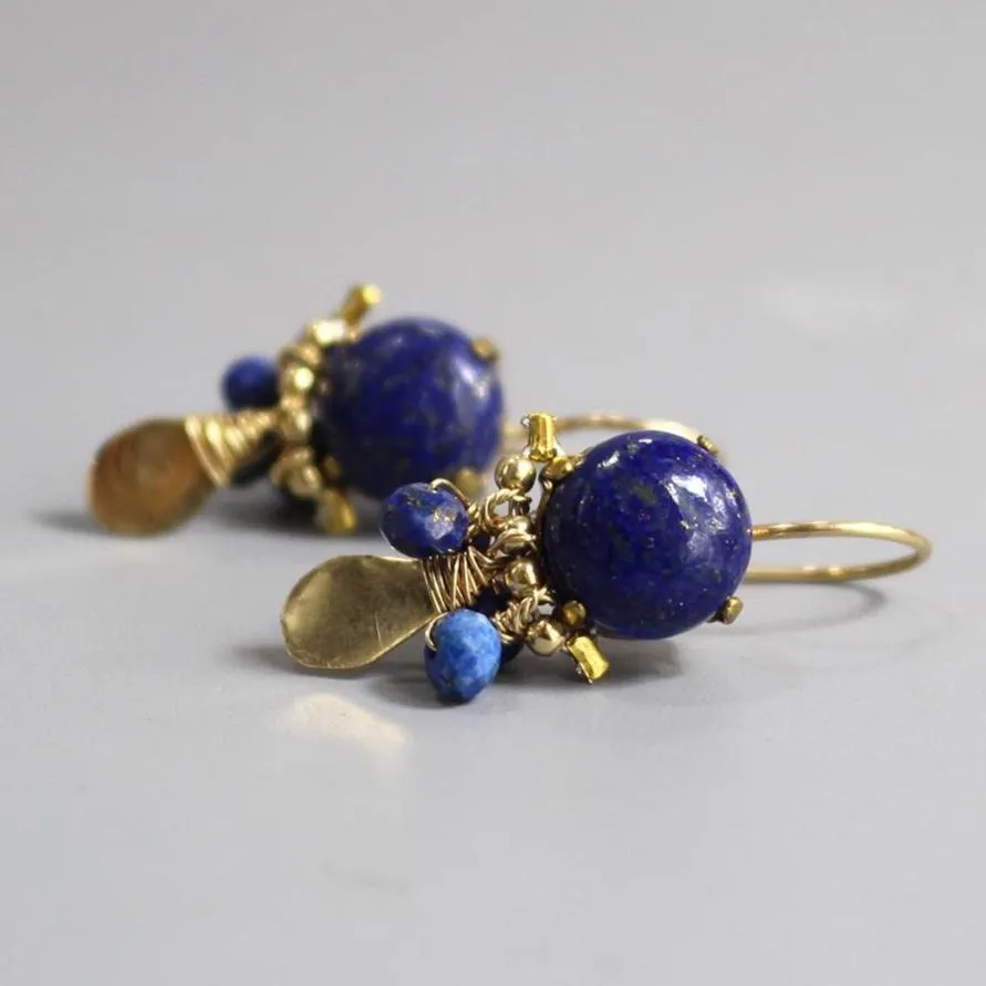 Lapis Orchid Earrings