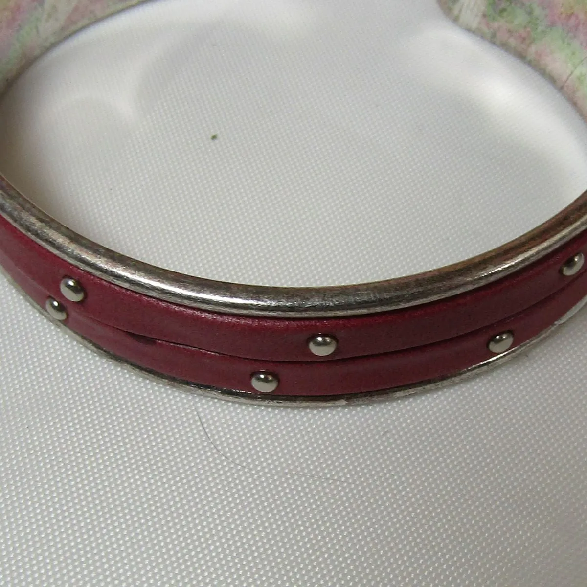 Leather Insert Cuff Bangle Bracelet