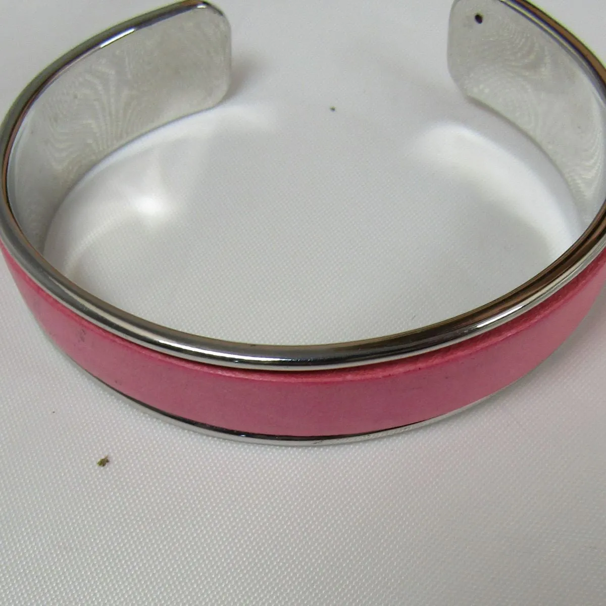 Leather Insert Cuff Bangle Bracelet