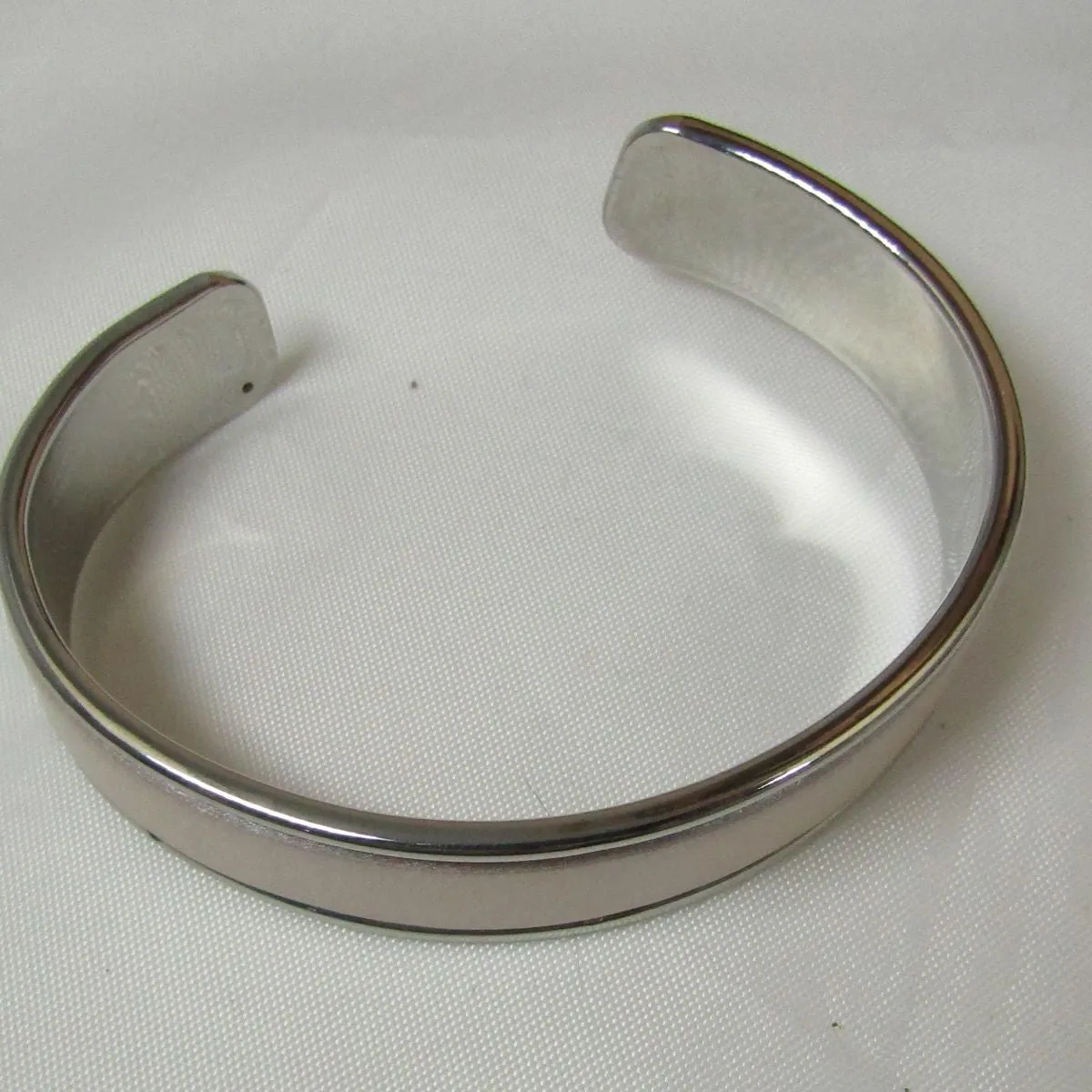 Leather Insert Cuff Bangle Bracelet