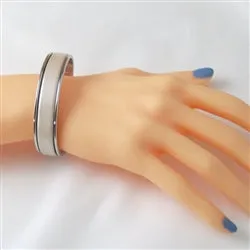 Leather Insert Cuff Bangle Bracelet