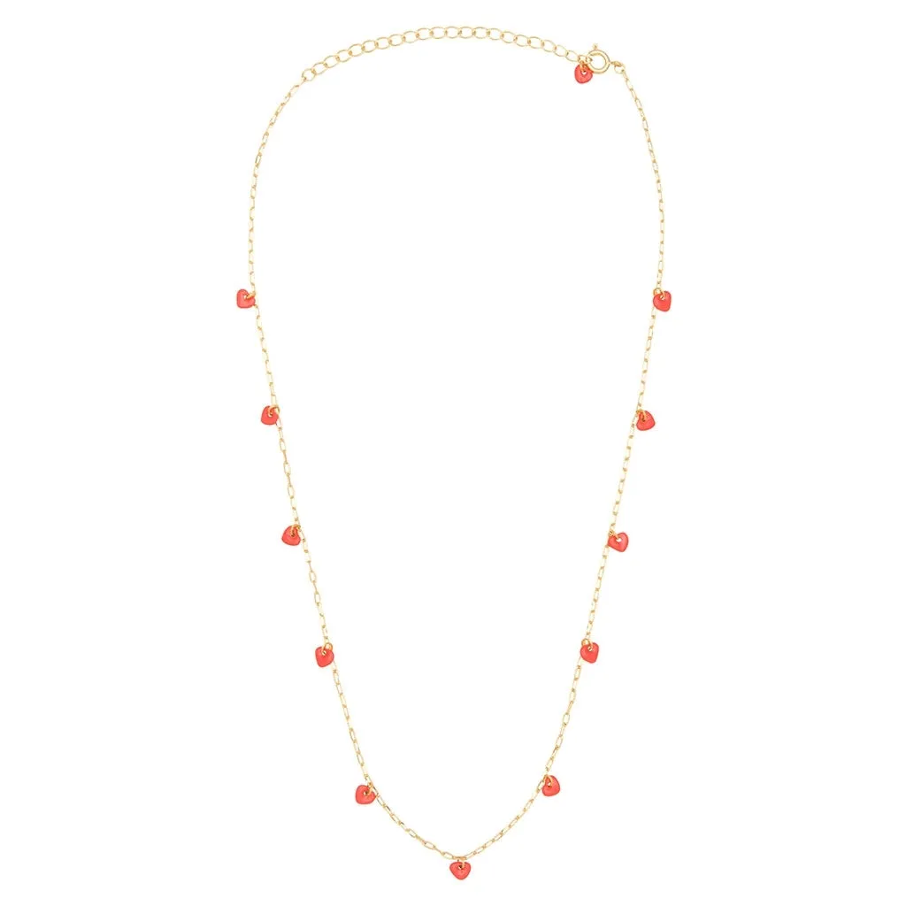 Love U Necklace gold plated - Lipstick Red