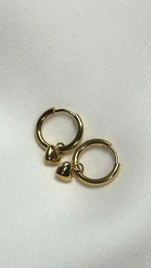 Mara Gold Heart Design Hoop Stainless Steel Earrings