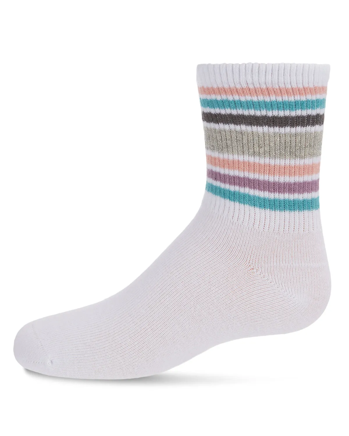 Metallic Sport Stripe Cotton Blend Crew Sock