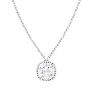 Milgrain Bezel Cushion Lab Grown Diamond Pendant