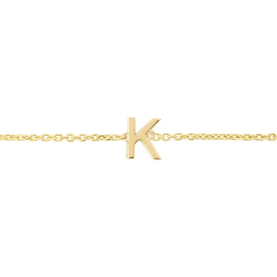 Mini Initial Solid Gold Bracelet