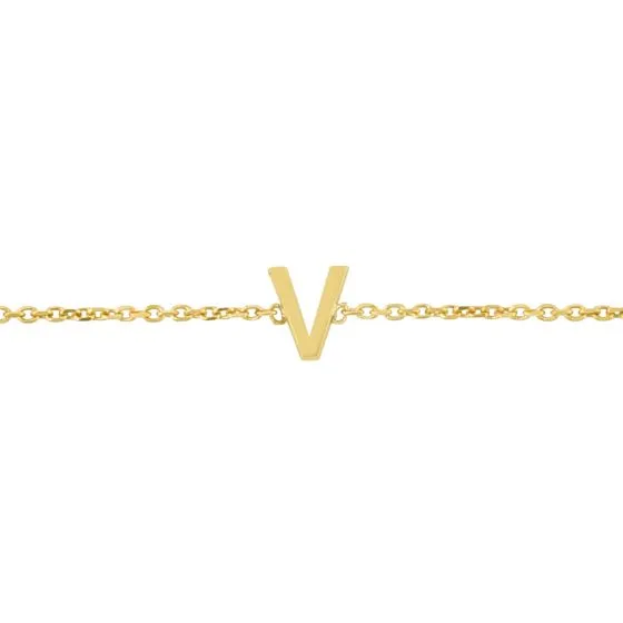 Mini Initial Solid Gold Bracelet