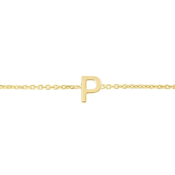 Mini Initial Solid Gold Bracelet