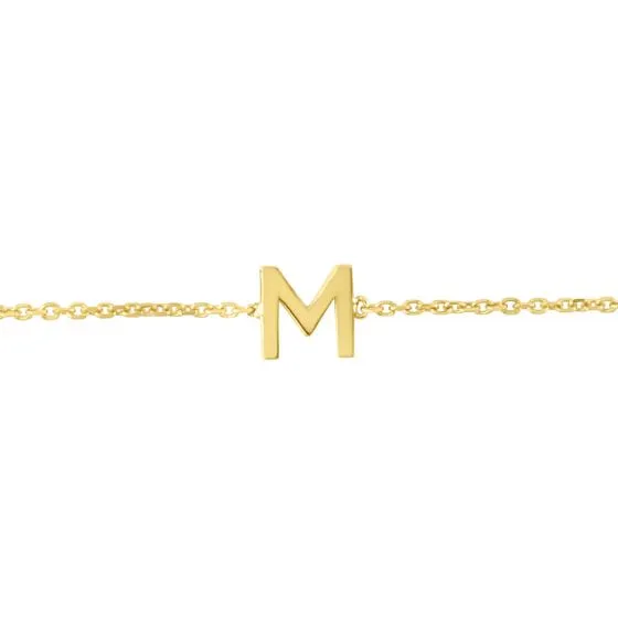 Mini Initial Solid Gold Bracelet