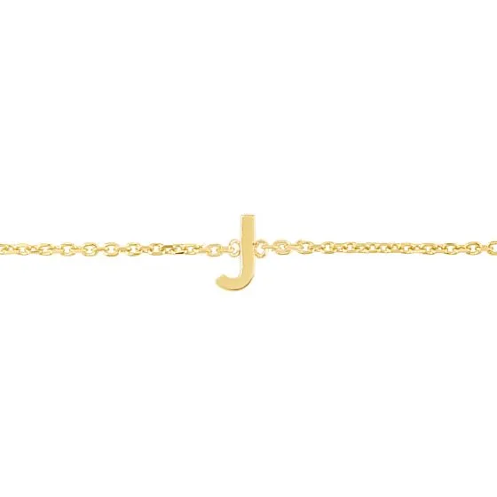 Mini Initial Solid Gold Bracelet