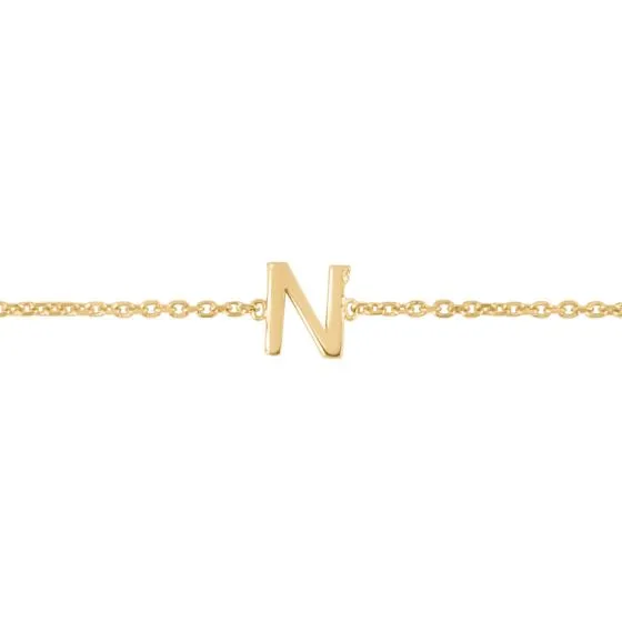 Mini Initial Solid Gold Bracelet