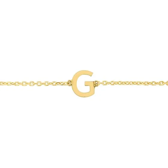 Mini Initial Solid Gold Bracelet