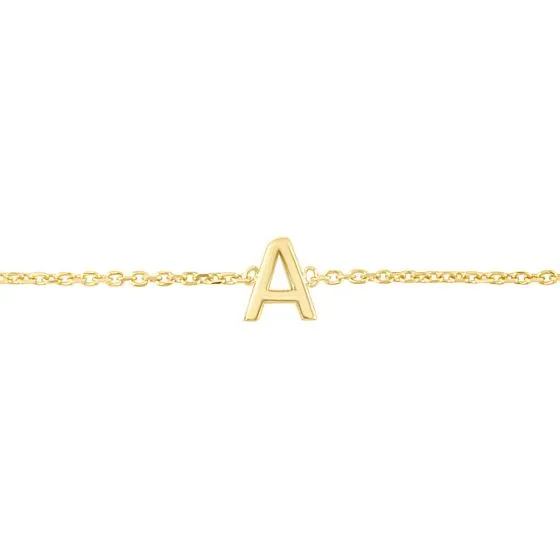 Mini Initial Solid Gold Bracelet